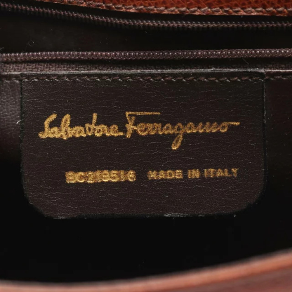 Salvatore Ferragamo Brown Leather Bag Gancini Shoulder - Picture 4 of 10